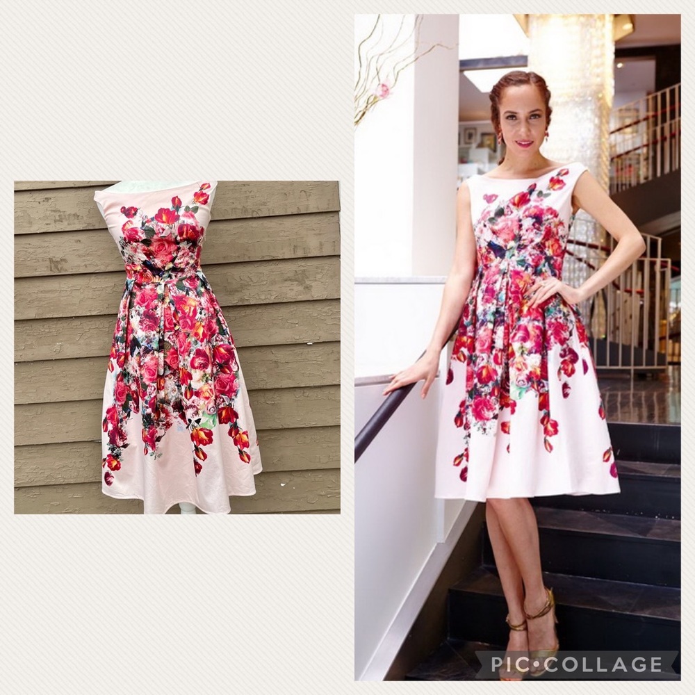 ASOS rose Bardot dress with boatneck bodice and crinoline!